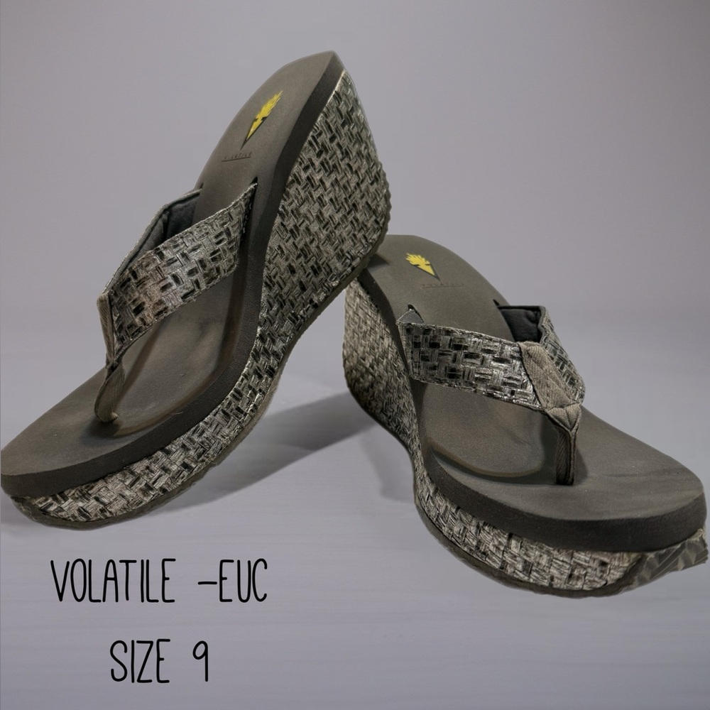 Volatile Gray Wedge Sandals for Women